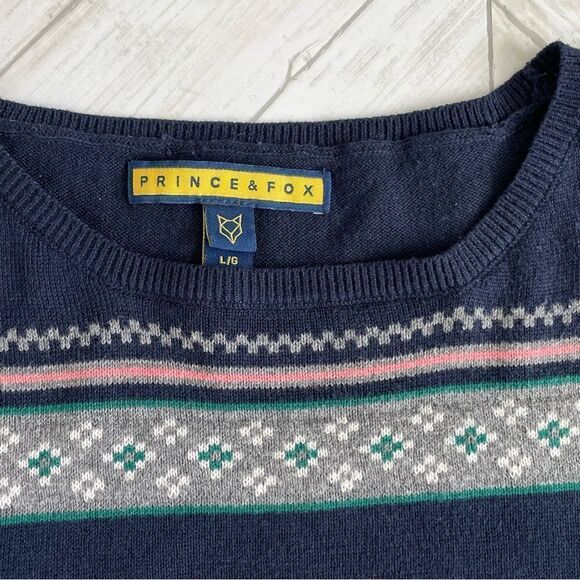 Prince & Fox Navy Gray & Mauve Sweater size Large - Picture 3 of 5